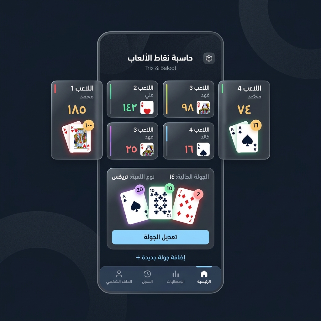 تطبيق قيد - حاسبة نتائج ألعاب الورق
